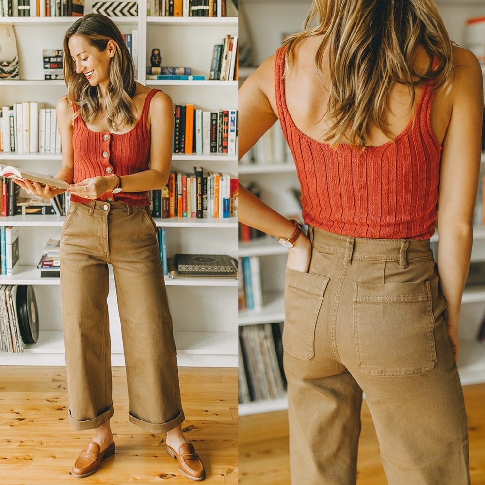 Everlane Wide Leg Crop Pants in Golden Brown 00